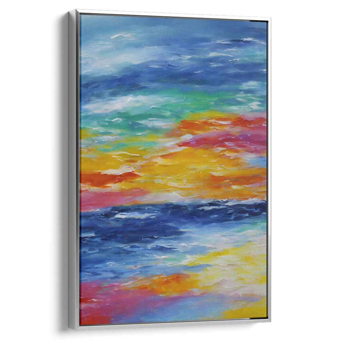 Vibrant Sunset Waves: Abstract Expressionist Seascape Canvas Art Print
