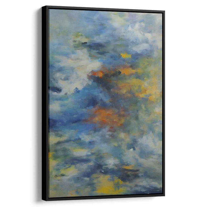 Sapphire Blaze Serenade: Abstract Expressionist Blue and Orange Canvas Art Print