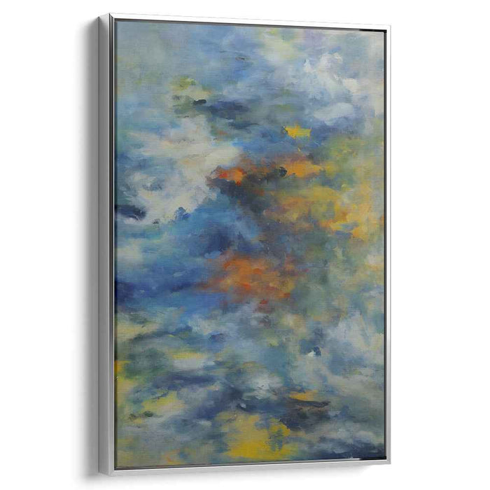 Sapphire Blaze Serenade: Abstract Expressionist Blue and Orange Canvas Art Print