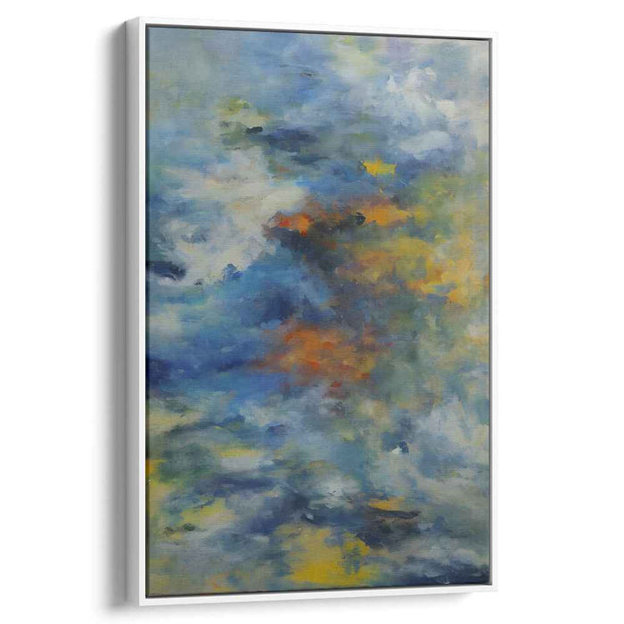 Sapphire Blaze Serenade: Abstract Expressionist Blue and Orange Canvas Art Print