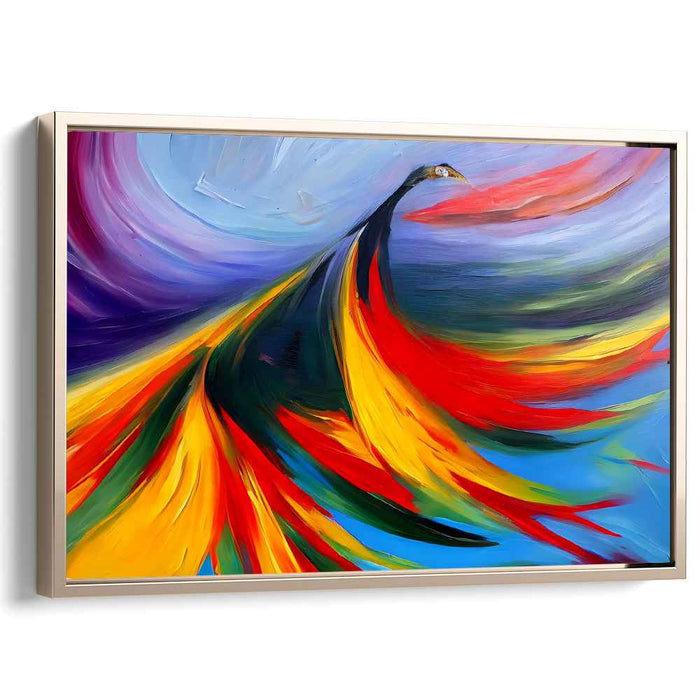 Majestic Whirlwind: Abstract Peacock in Vibrant Colors Canvas Art Print