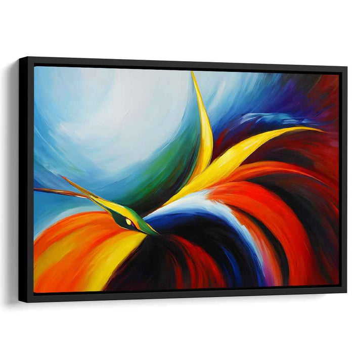 Spectral Plumage Dance: Vivid Bird of Paradise Canvas Art Print