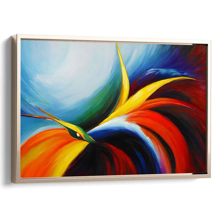 Spectral Plumage Dance: Vivid Bird of Paradise Canvas Art Print