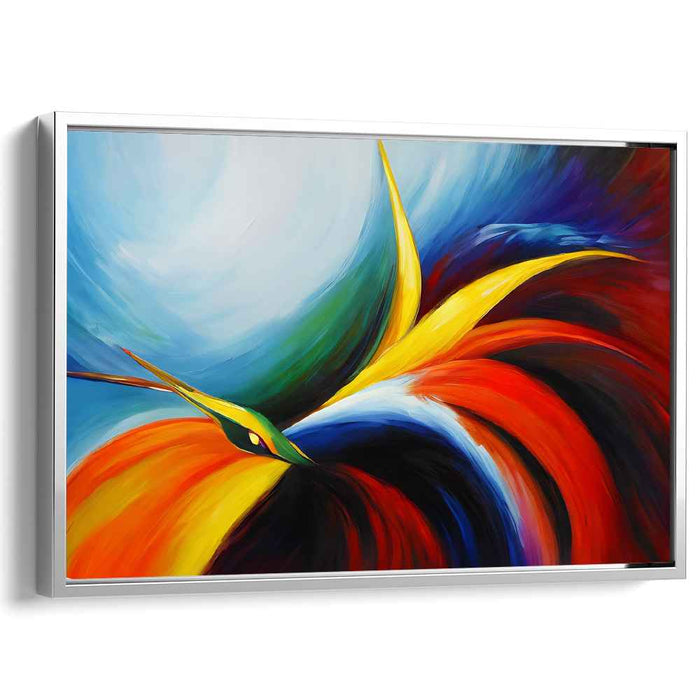 Spectral Plumage Dance: Vivid Bird of Paradise Canvas Art Print