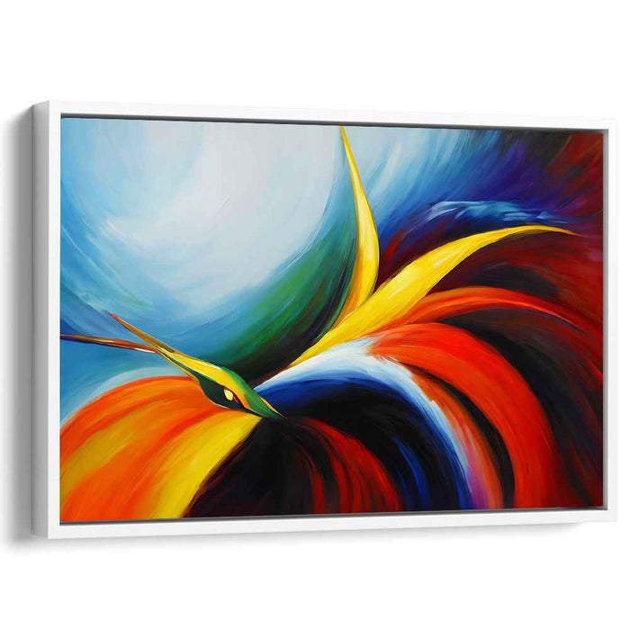 Spectral Plumage Dance: Vivid Bird of Paradise Canvas Art Print