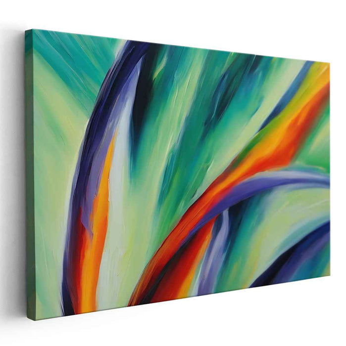 Emerald Citrus Burst: Abstract Expressionist Green and Orange Canvas Art Print