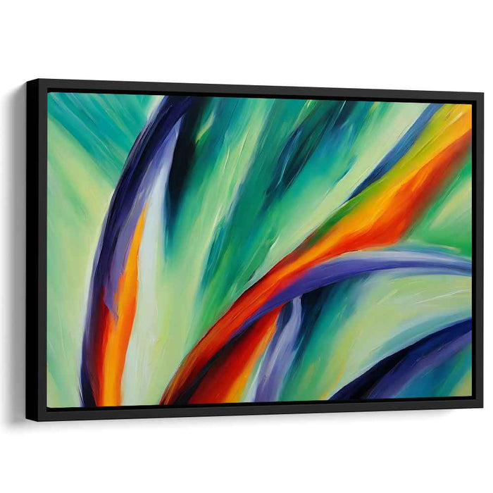 Emerald Citrus Burst: Abstract Expressionist Green and Orange Canvas Art Print