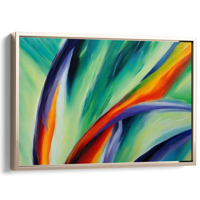 Emerald Citrus Burst: Abstract Expressionist Green and Orange Canvas Art Print