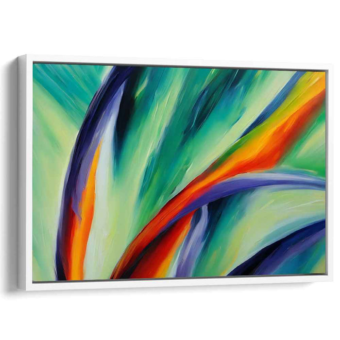 Emerald Citrus Burst: Abstract Expressionist Green and Orange Canvas Art Print