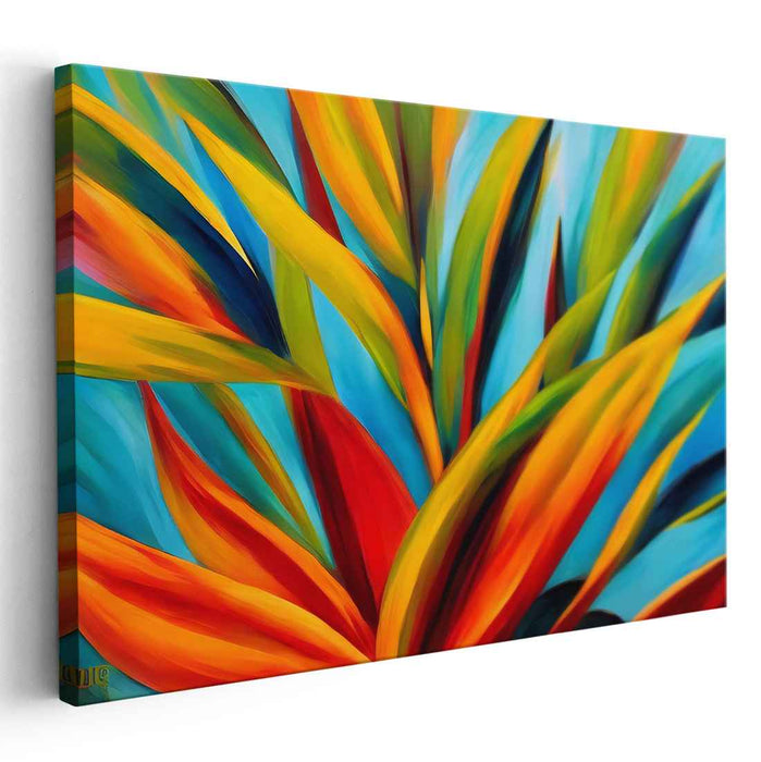 Flame Whisperings: Abstract Expressionist Fiery Foliage Canvas Art Print