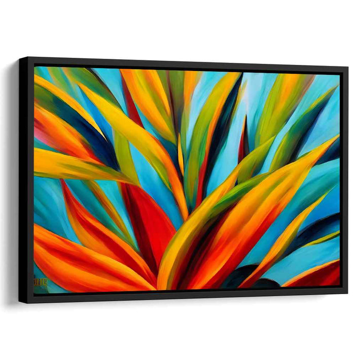 Flame Whisperings: Abstract Expressionist Fiery Foliage Canvas Art Print