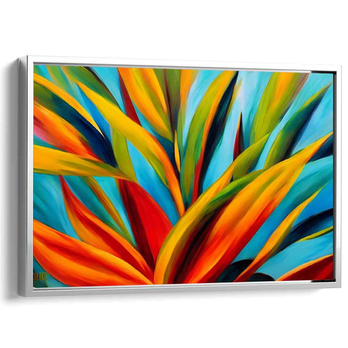 Flame Whisperings: Abstract Expressionist Fiery Foliage Canvas Art Print
