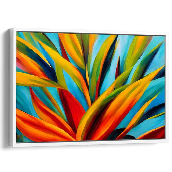 Flame Whisperings: Abstract Expressionist Fiery Foliage Canvas Art Print