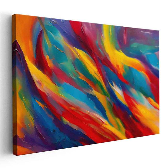 Jubilant Color Explosion: Vibrant Abstract Expressionist Canvas Art Print