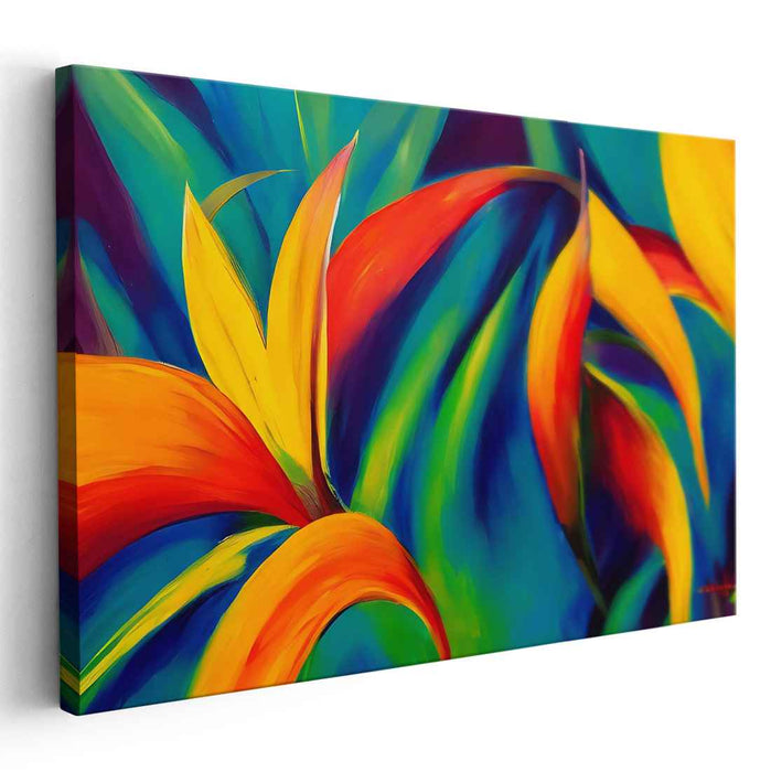 Tropicana Brilliance: Vivid Expressionist Tropical Flora Canvas Art