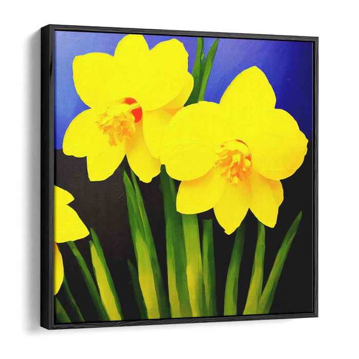 Sunshine Blooms Dance Wildly: Vibrant Yellow Daffodils Canvas Art Print