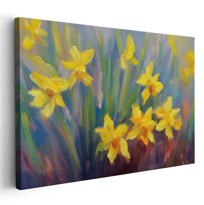 Golden Daffodils: A Brush with Nature - Impressionist Floral Canvas Art