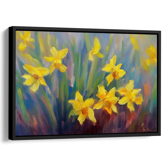 Golden Daffodils: A Brush with Nature - Impressionist Floral Canvas Art
