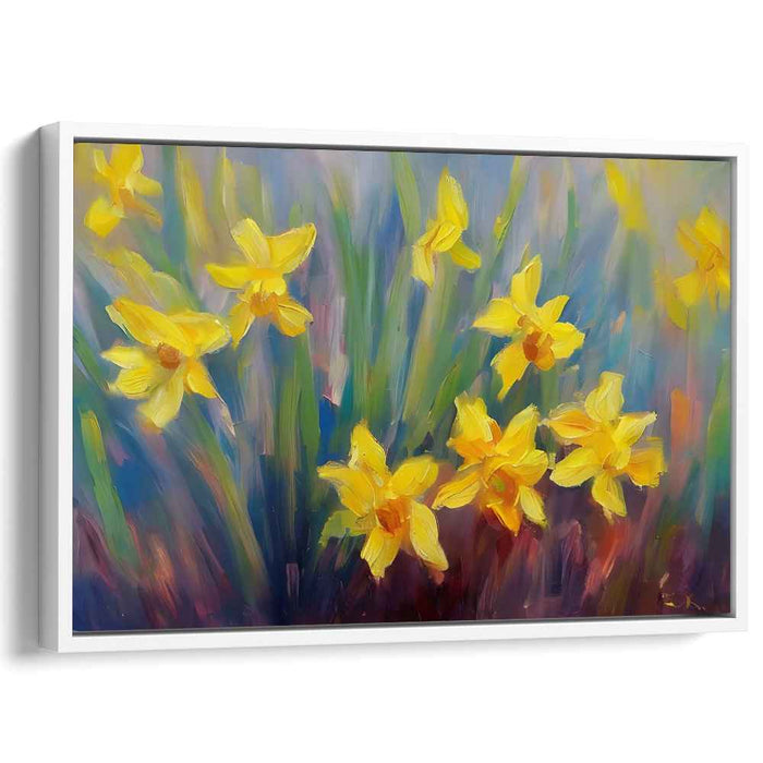 Golden Daffodils: A Brush with Nature - Impressionist Floral Canvas Art