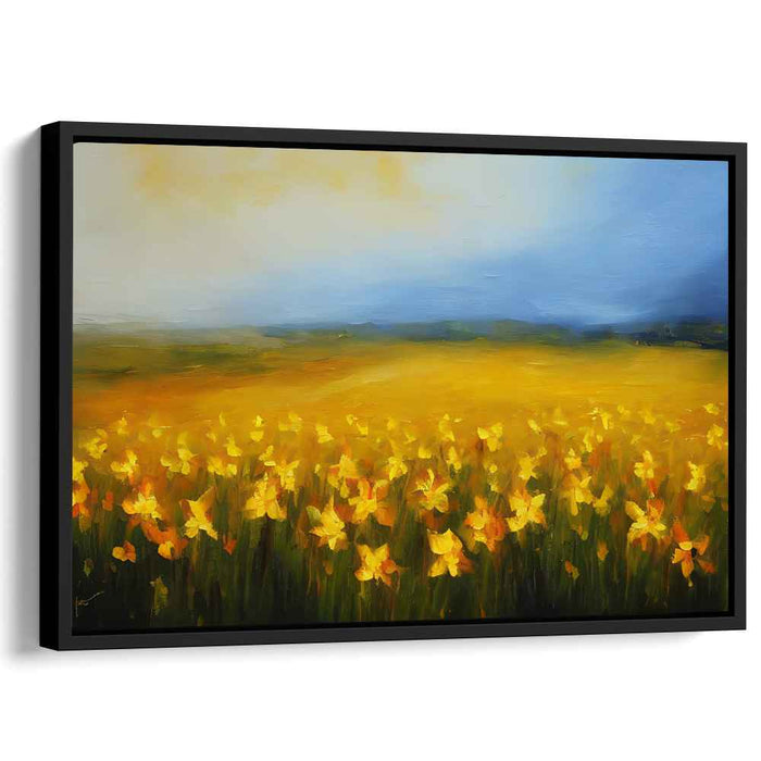 Daffodil Dreamscape Delight: Impressionistic Daffodil Landscape Canvas Art Print