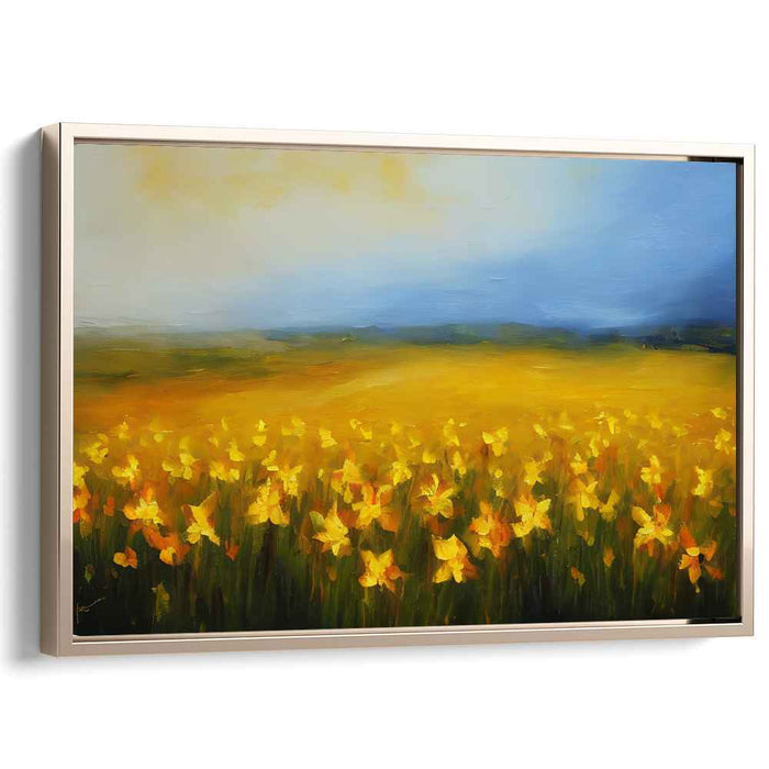 Daffodil Dreamscape Delight: Impressionistic Daffodil Landscape Canvas Art Print