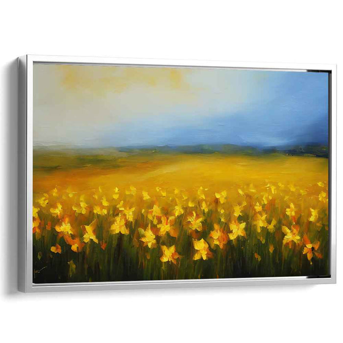 Daffodil Dreamscape Delight: Impressionistic Daffodil Landscape Canvas Art Print