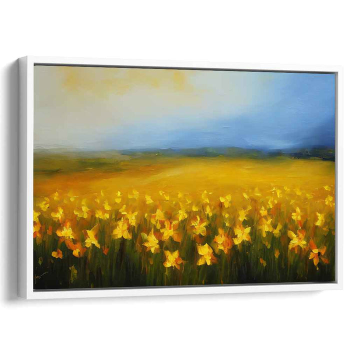 Daffodil Dreamscape Delight: Impressionistic Daffodil Landscape Canvas Art Print