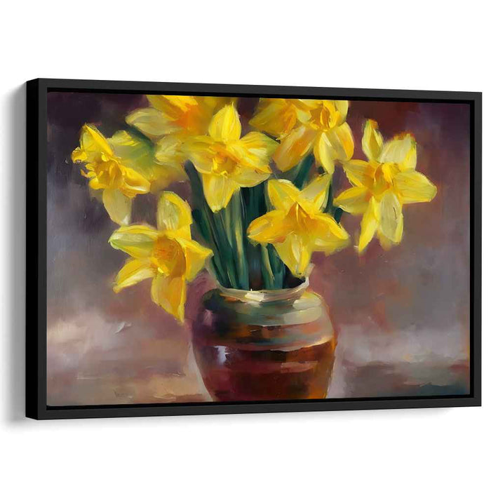 Sunlit Petals Collection: Luminous Daffodils in Vase Canvas Art Print