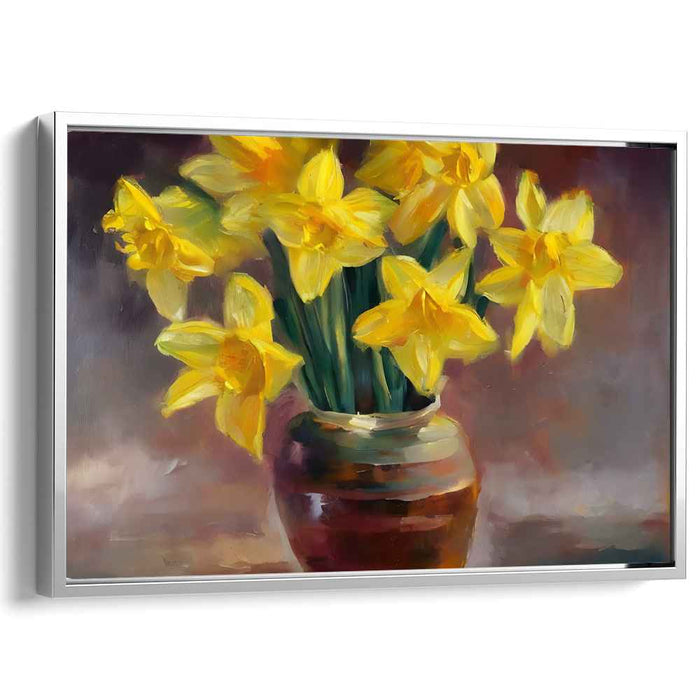 Sunlit Petals Collection: Luminous Daffodils in Vase Canvas Art Print
