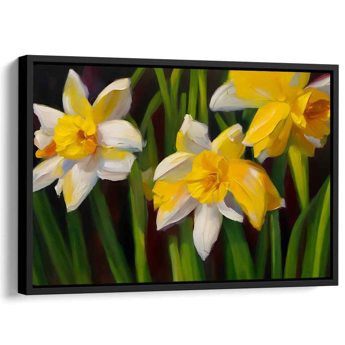Luminous Daffodils: A Vivid Dance of Color - Springtime Floral Canvas Art