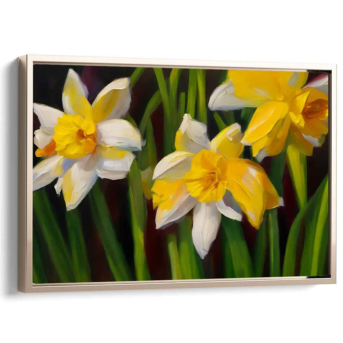 Luminous Daffodils: A Vivid Dance of Color - Springtime Floral Canvas Art