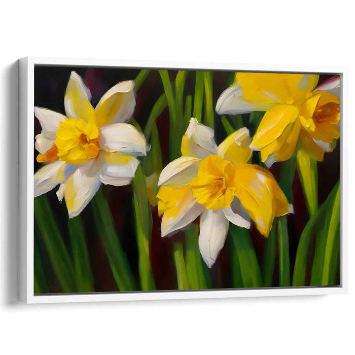 Luminous Daffodils: A Vivid Dance of Color - Springtime Floral Canvas Art