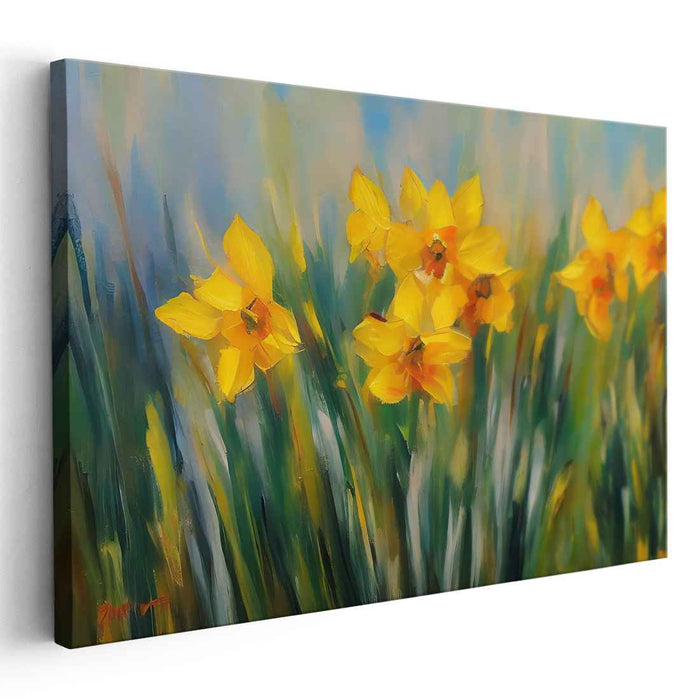 Yellow Petal Melody: A Springtime Symphony in Yellow Canvas Art Print