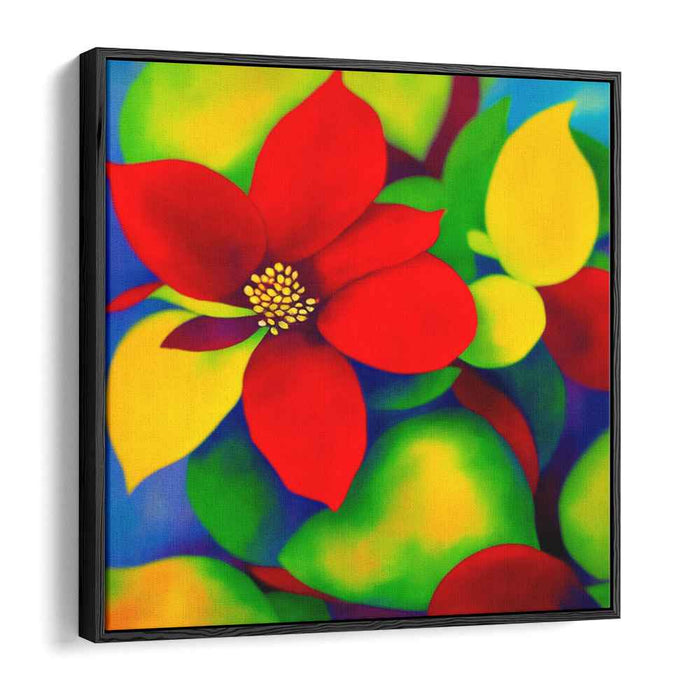 Sunset Duet Harmony: Vibrant Red and Yellow Bloom Canvas Art Print