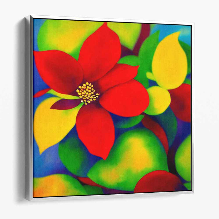 Sunset Duet Harmony: Vibrant Red and Yellow Bloom Canvas Art Print