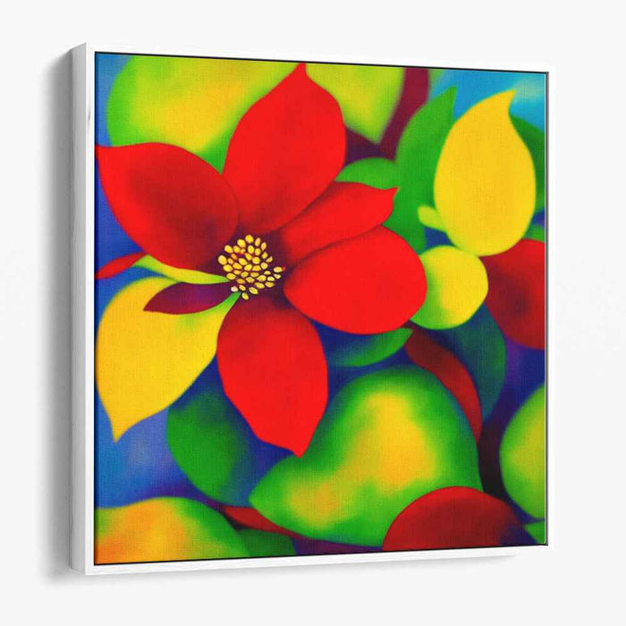 Sunset Duet Harmony: Vibrant Red and Yellow Bloom Canvas Art Print