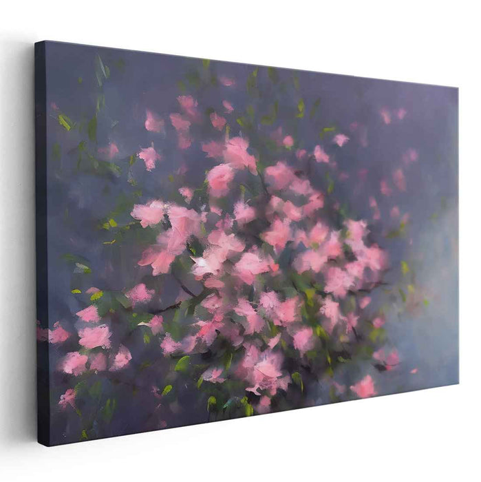 Petal Veil Mirage: Impressionist Pink Flower Canvas Art Print