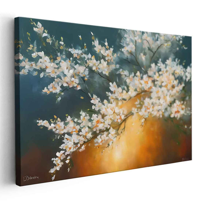 Fleeting Pink Petal Symphony: Impressionist Cherry Blossom Canvas Art