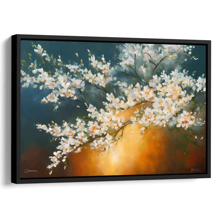 Fleeting Pink Petal Symphony: Impressionist Cherry Blossom Canvas Art