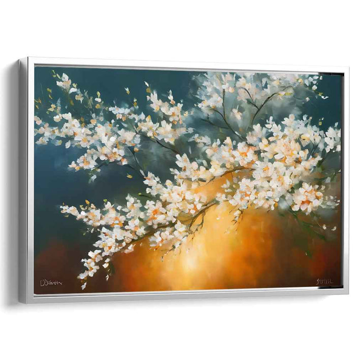Fleeting Pink Petal Symphony: Impressionist Cherry Blossom Canvas Art