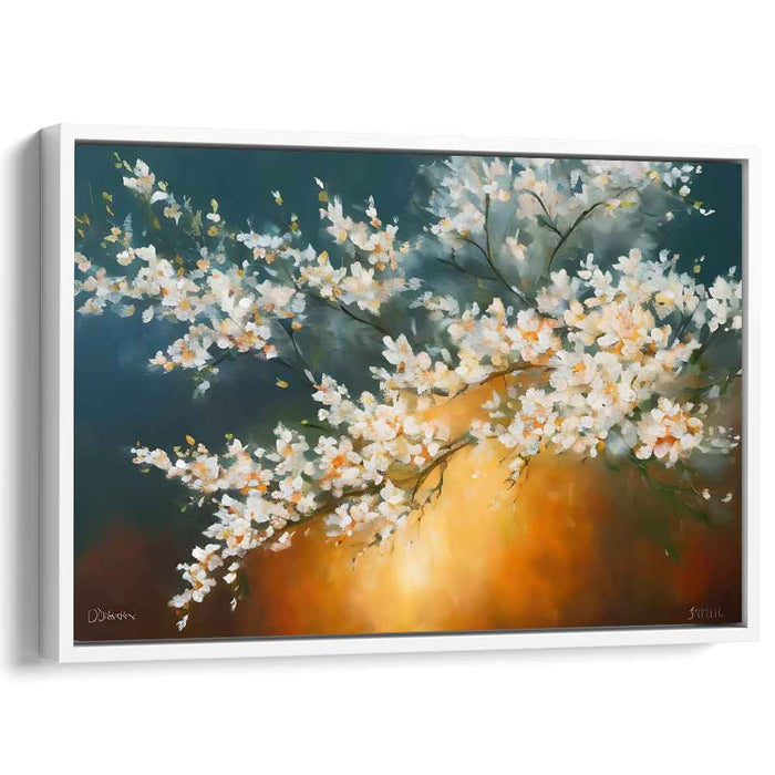 Fleeting Pink Petal Symphony: Impressionist Cherry Blossom Canvas Art