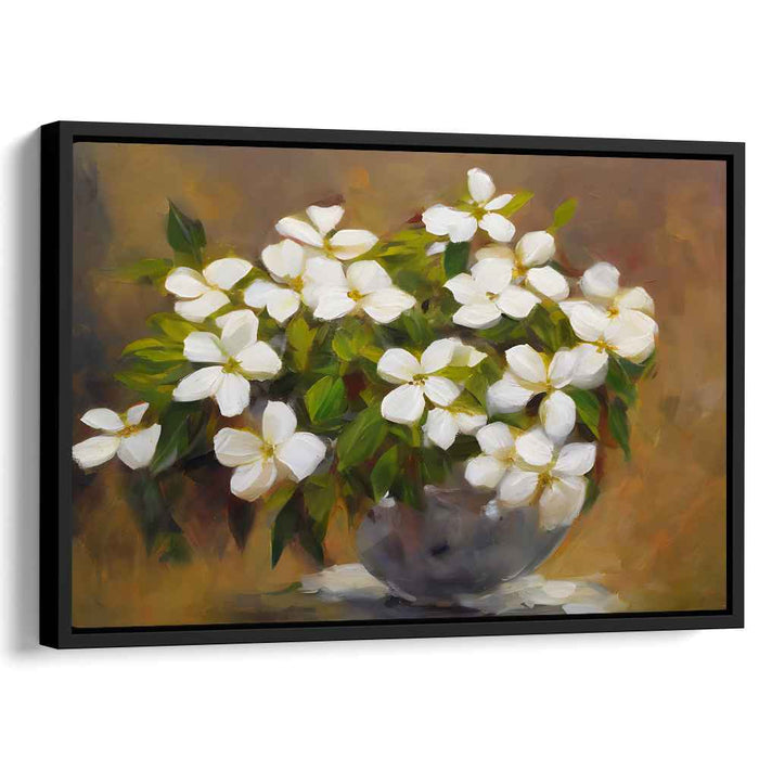 Dew-Kissed Petals: Impressionist White Floral Canvas Art
