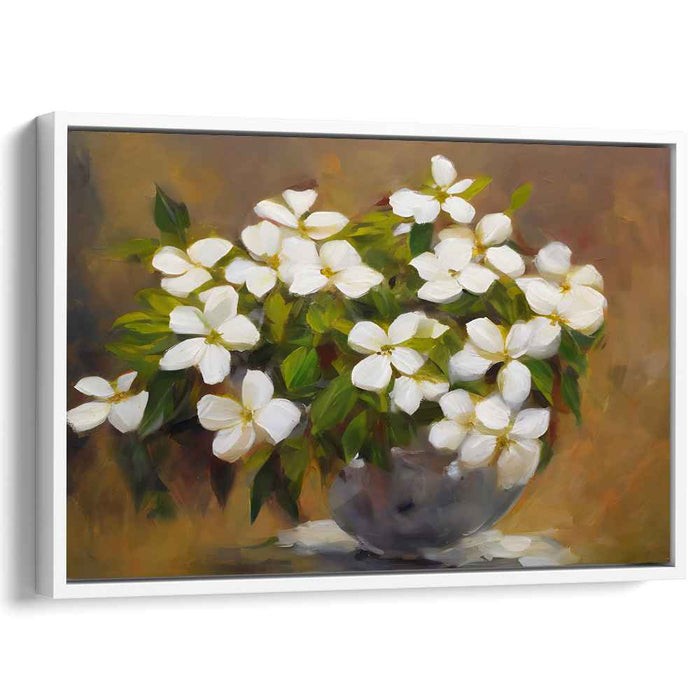 Dew-Kissed Petals: Impressionist White Floral Canvas Art