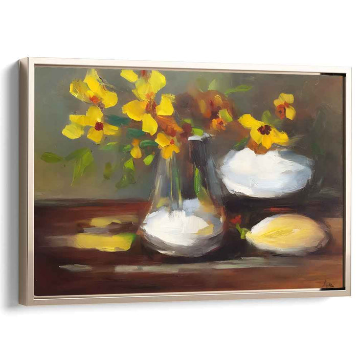 Golden Blooms and Porcelain Whispers: Impressionist Floral and Fruit Still Life Oil Painting
