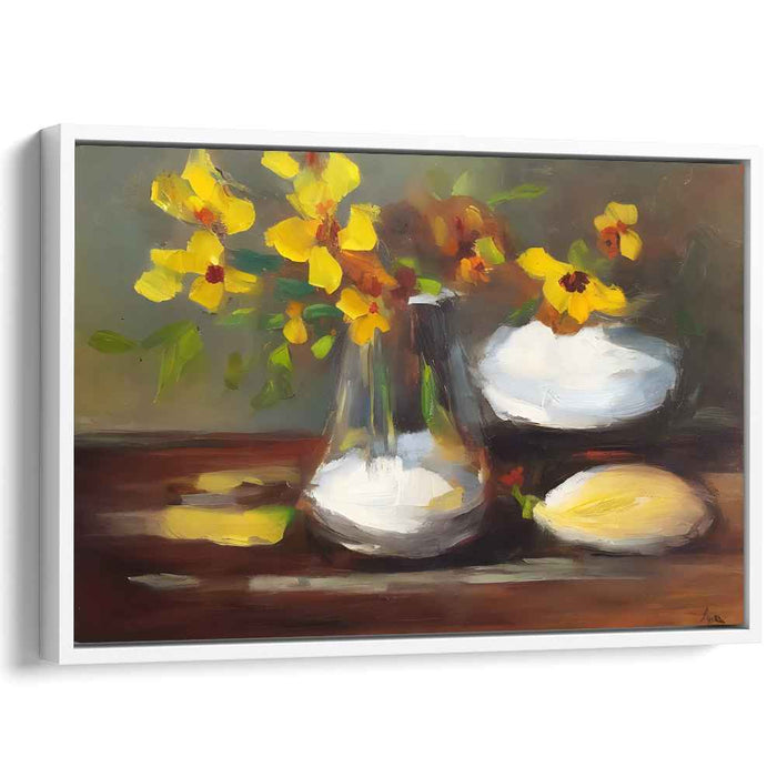 Golden Blooms and Porcelain Whispers: Impressionist Floral and Fruit Still Life Oil Painting