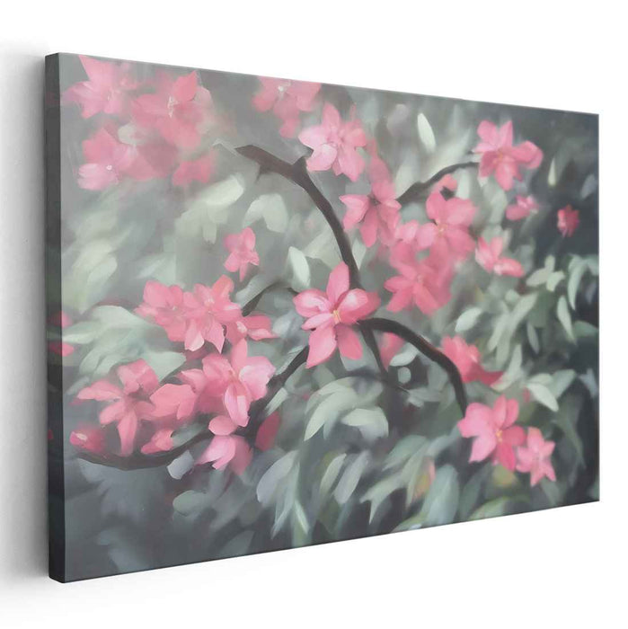 Cherry Petal Whirlwind: Impressionistic Cherry Blossom Canvas Art Print