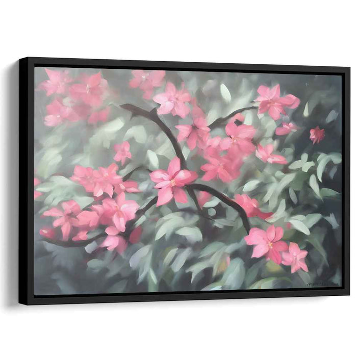 Cherry Petal Whirlwind: Impressionistic Cherry Blossom Canvas Art Print