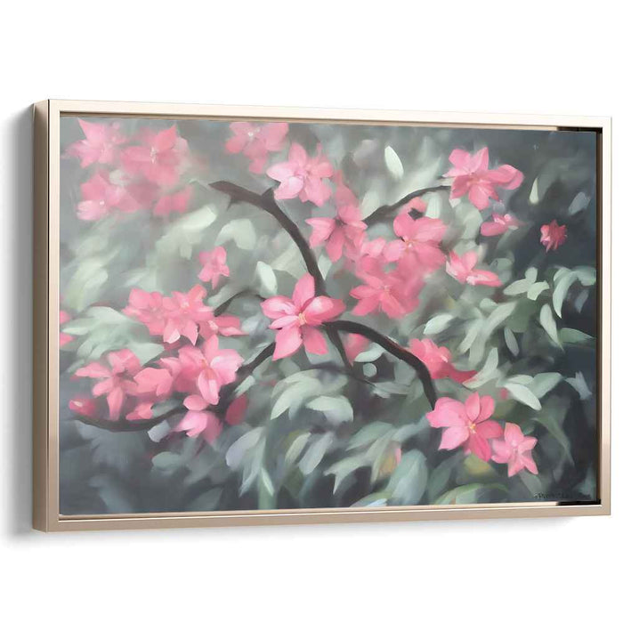 Cherry Petal Whirlwind: Impressionistic Cherry Blossom Canvas Art Print