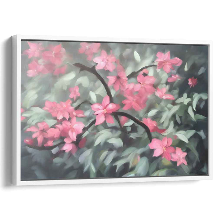 Cherry Petal Whirlwind: Impressionistic Cherry Blossom Canvas Art Print