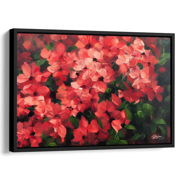 Brushstroke Ballet of Crimson Petals: Impressionist Red Flower Canvas Art Print